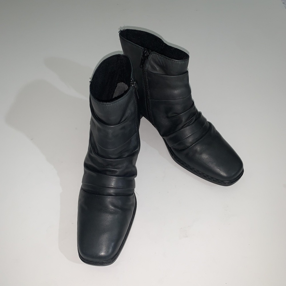 Rieker Boots Womens Size 8 Blue Synthetic Ankle Zip Square Toe Low Heel Booties